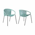 Seatsolutions Snack Indoor Outdoor Stackable Steel Dining Chair with Wasabi Rope, 2PK SE2756925